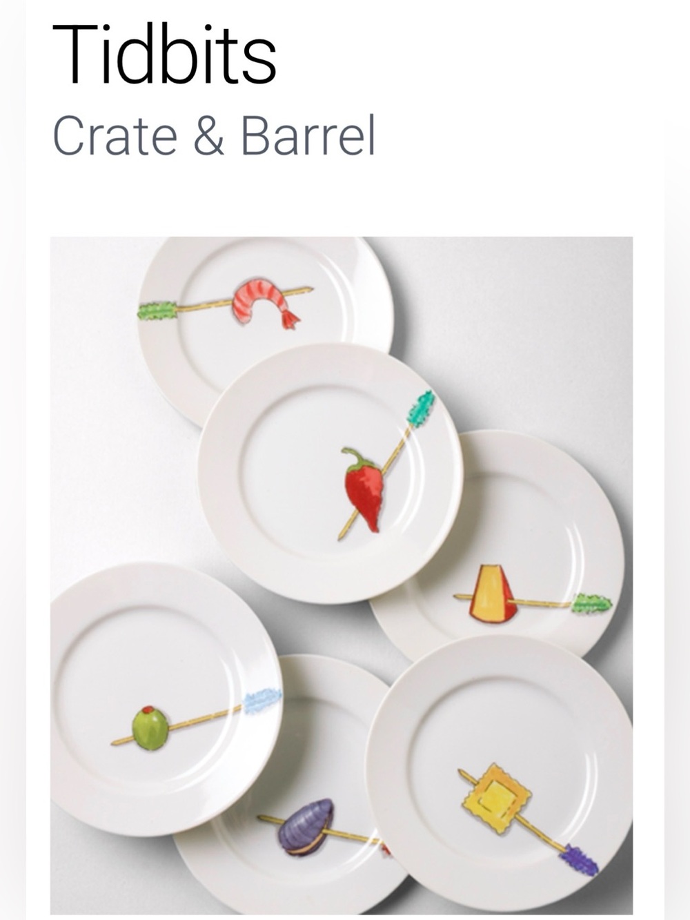vintage Crate & Barrel "Tidbits" Appetizer Plates